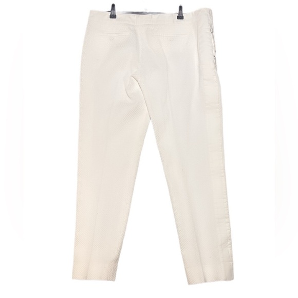Authentic cream Ferragamo cotton side snap pocket button textured dress pant 44 - Picture 3 of 5